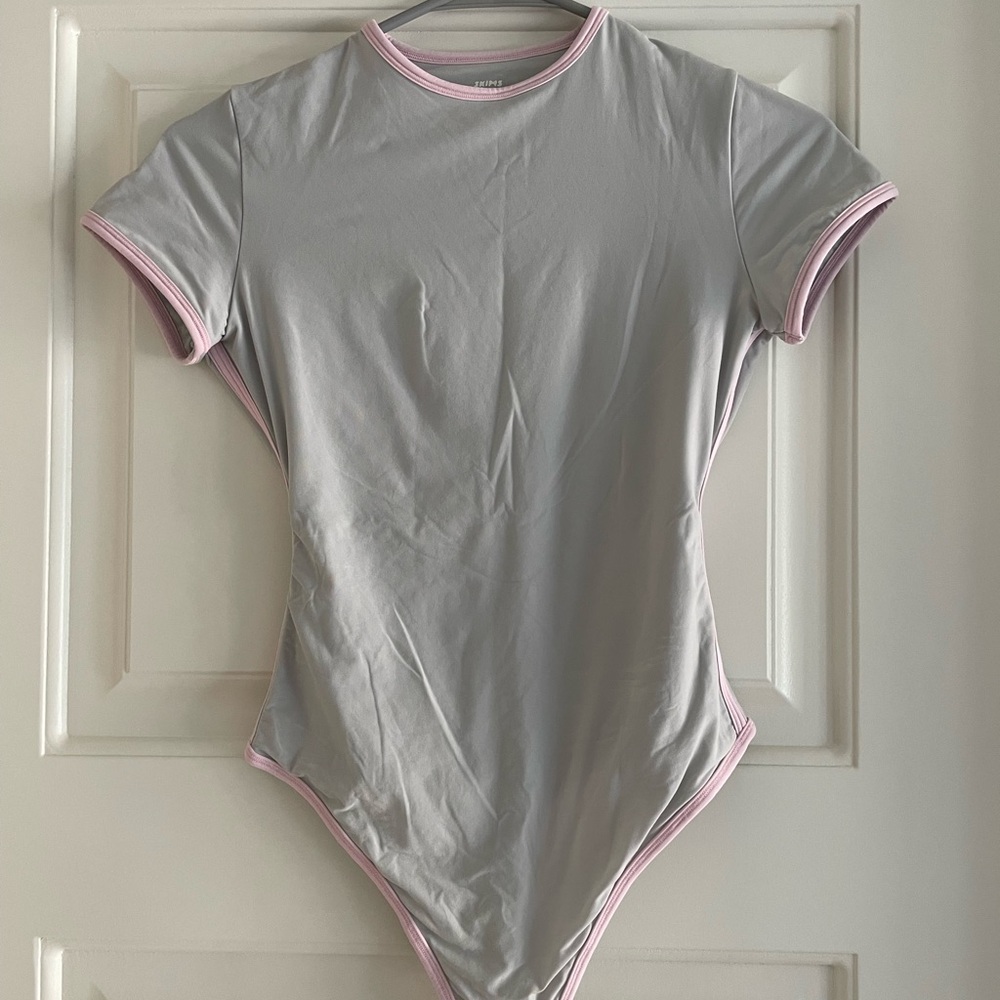 Skims Bodysuit with Pink Trim